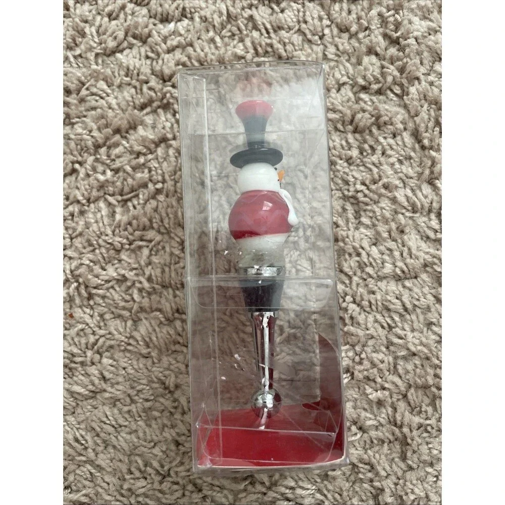 Pier 1 imports Bottle Stopper Snowman with Polka Dot Scarf, Hat Christmas